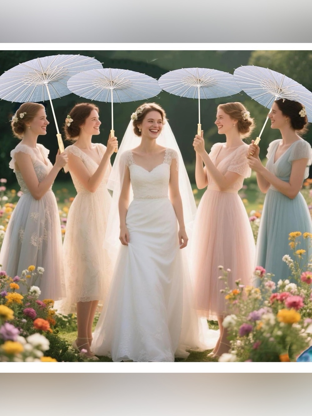 33” White Bridal Parasol umbrella diy oil painting- 20 PCS NWT